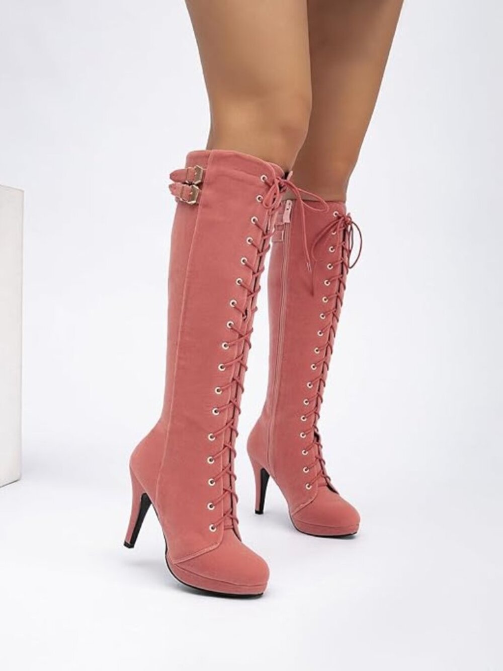 Women's Knee High Pink Boots